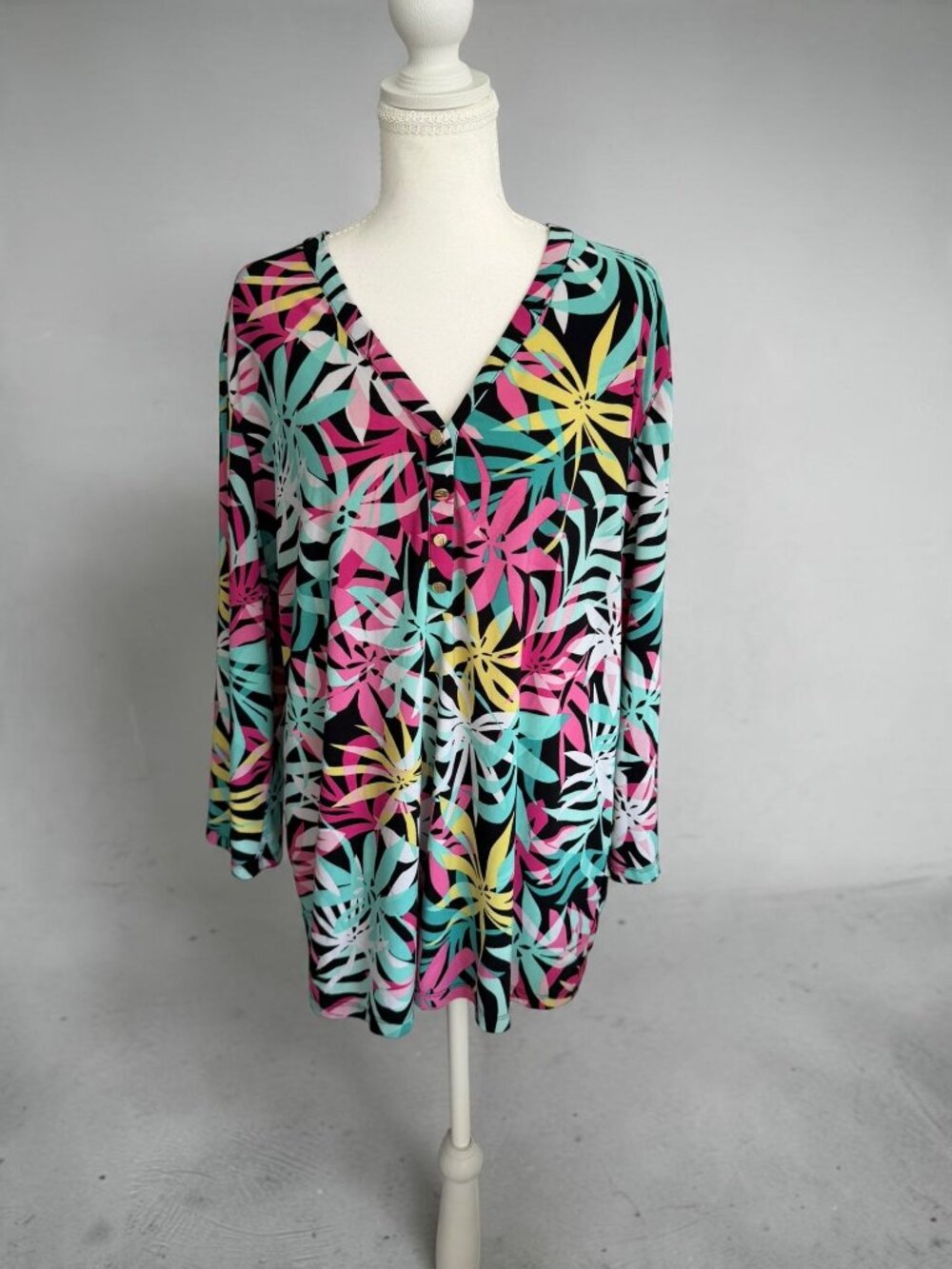 PAPPAGALLO multicolor Tropical Tunic Top Size XL